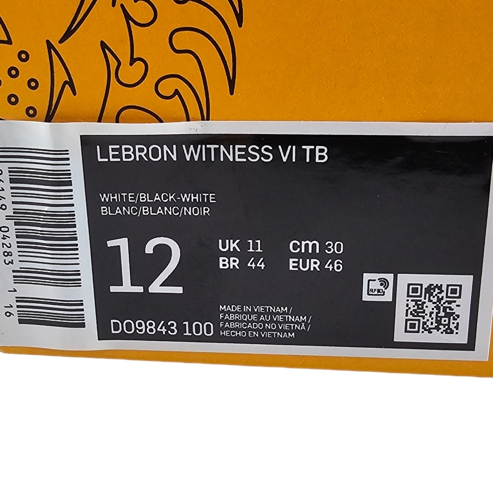 NWT Nike LeBron Witness 6 Men's Size 12 White and Black Basketball Sneaker Shoes - Picture 15 of 15